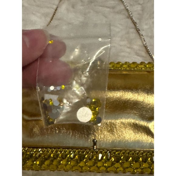 Gold Rhinestone Encrusted Barrel Shaped Clutch Purse Formal Prom